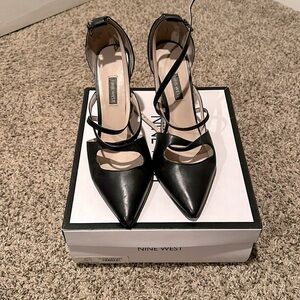 Patent leather strapped heels